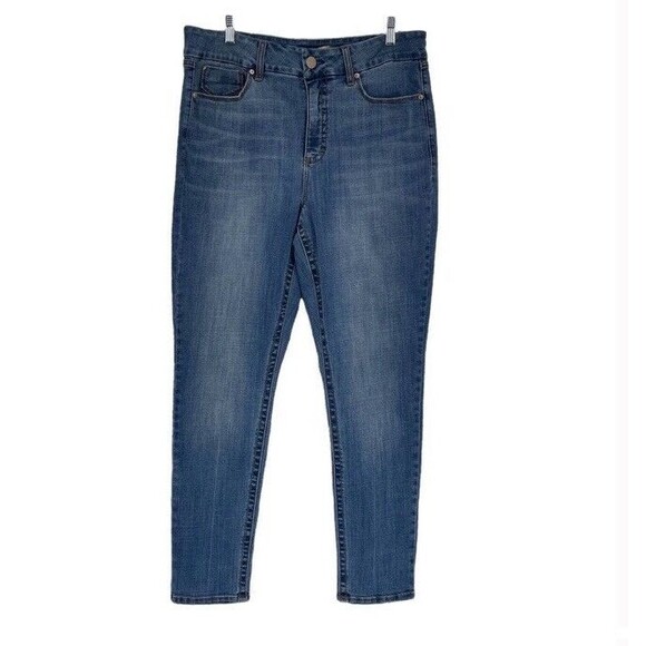 Seven7 Jeans Blue Denim Tummyless High Rise Skinny Slim Stretch Plus Size 16 EUC - Picture 1 of 11